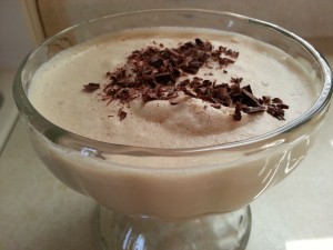 Panna Cotta, coffee flavored with dark unsweetened chocolate